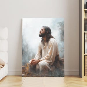 Christ in Gethsemane Artwork, Jesus Praying Garden Print, Bible Verse Wall Art, Spiritual Home Decor, Christian Poster, Religious Printable