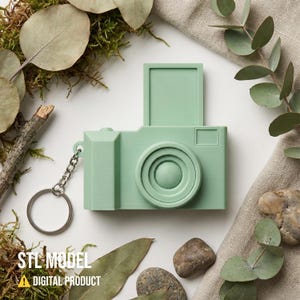 Llavero con forma de cámara retro en formato STL para impresión 3D, archivo digital STL, idea de regalo de cumpleaños, llavero tecnológico para mochila, accesorio de viaje, llavero DIY.