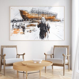 Noah&#39;s Ark Christian Wall Art, Bible Print, Religious Digital Poster, Faith-Inspired Decor, Digital Download, Inspirational Bible Story Art