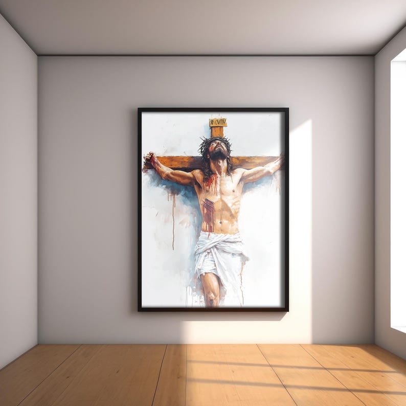 Jesus on the Cross Painting, Crucifixion Art, Christian Wall Art ...
