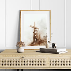 Good Friday Crucifixion Poster, Christian Religious Art, Jesus Wall Print, Passion of Christ Painting, Easter Decor, Catholic Home Art