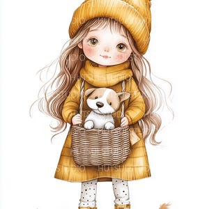 Jolie fille et chiot Clipart, Illustration meilleurs amis, clipart maman chien, chien adorable & art fille, amoureux des chiens PNG, conception de l'amitié pour animaux de compagnie