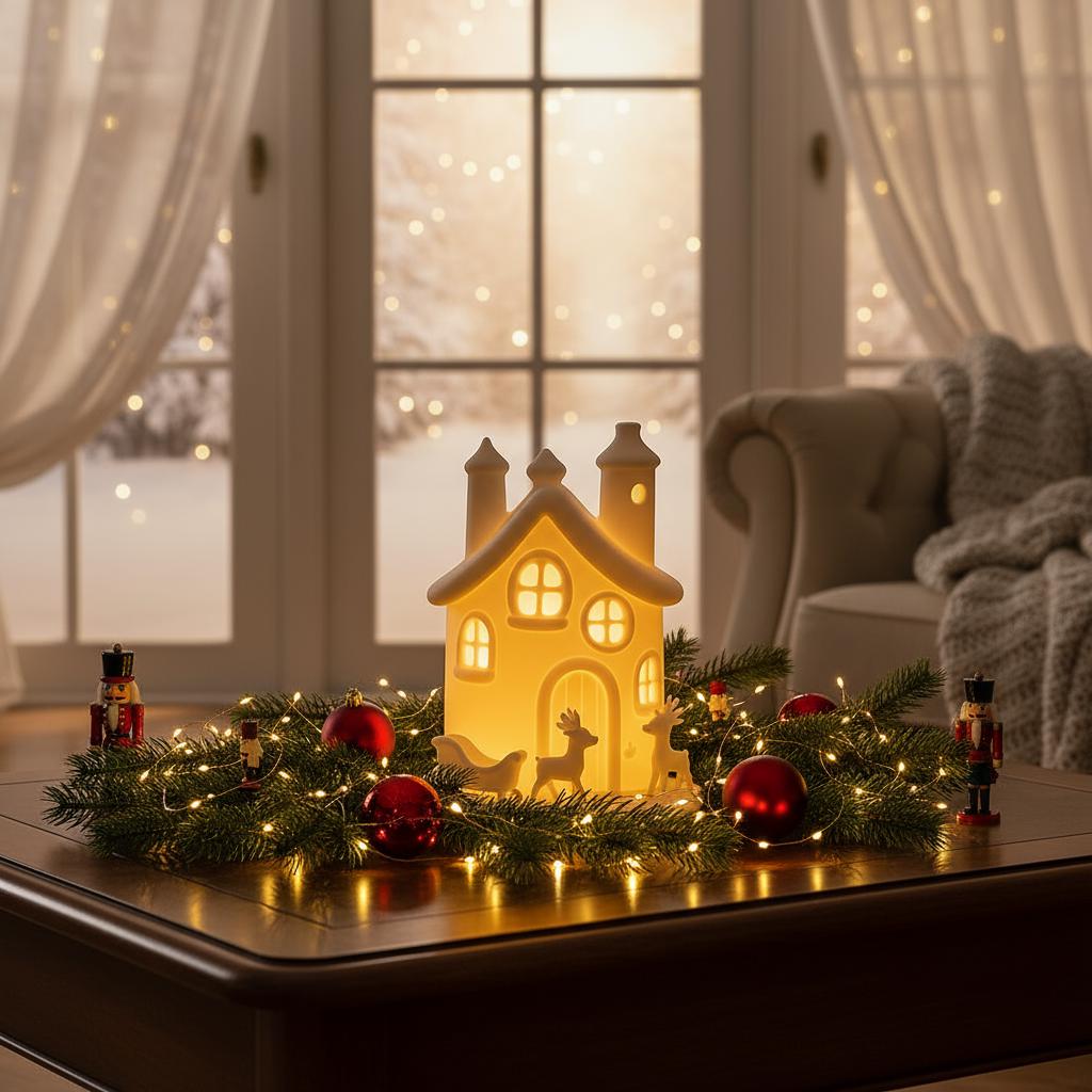 Christmas House With Reindeer Sleigh STL File, 3D Printable