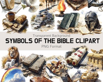 Bible Symbols Clipart Bundle, 160+ Christian PNG Files for Faith-Based Crafts, Church Printables, Bible Lessons & Religious Decorations
