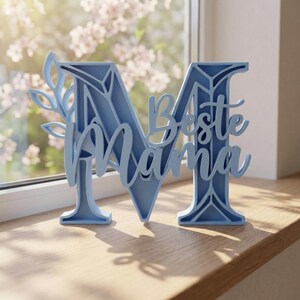 Beste Mama Schriftzug mit Blumen STL, 3D Druck Date für Muttertag, Floral Deko Aufsteller, Geschenkidee für Mama, Digitaler Download afbeelding 7
