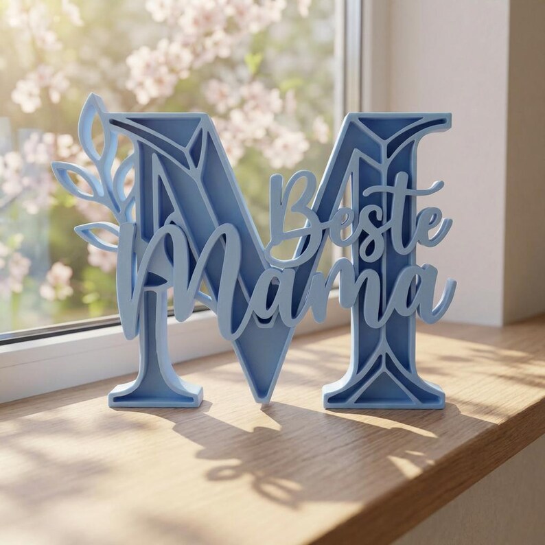 Beste Mama Schriftzug mit Blumen STL, 3D Druck Date für Muttertag, Floral Deko Aufsteller, Geschenkidee für Mama, Digitaler Download afbeelding 7