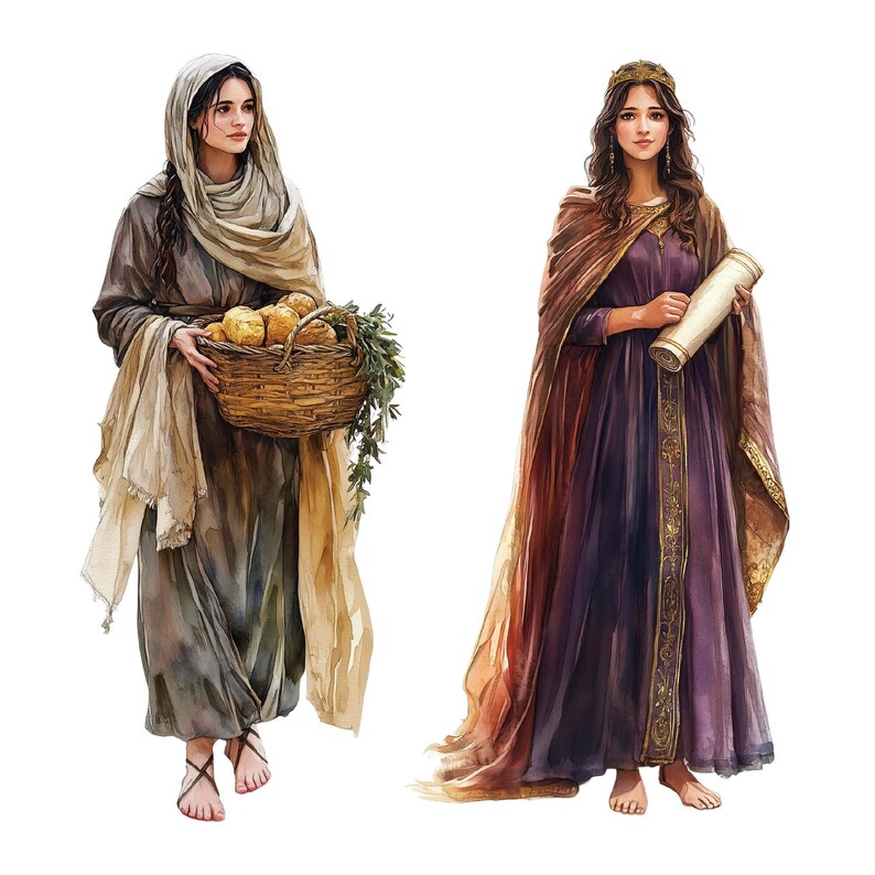 30 Biblical Female Characters, Women of the Bible Clipart Bundle, Digital Download, Christian Artwork, Religious Art for Crafts & Printables image 8