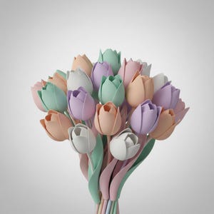 Aesthetic Tulip Flower STL for 3D Printing, Modern Floral Room Decor 3D Model, Minimalist Tulip Bouquet Interior Decoration Digital File STL image 11