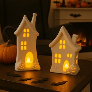 Spooky House with Pumpkins STL, LED Tea Light Holder, Halloween 3D Print Lantern File for Indoor & Tabletop Decoration image 10