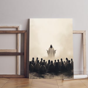 Jesus Teaching The Multitude, Biblical Wall Art, Christian Faith Print, Sermon On The Mount, Inspirational Home Decor, Religious Gift