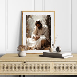 Garden of Gethsemane, Jesus in Prayer, Christian Wall Art, Bible Story Poster, Spiritual Artwork, Inspirational Home Decor Housewarming Gift image 9