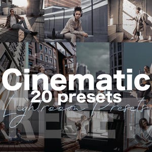 May include: A collage featuring lifestyle images with the text "Cinematic 20 presets Lightroom presets". The images show people in urban settings, suggesting a photography or editing theme.
