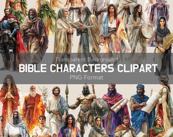 Bible Character Clipart Bundle, 130+ PNG Christian Digital File - Paul, Peter, Philip, Thomas, Bartholomew, John the Apostle, Judas Iscariot