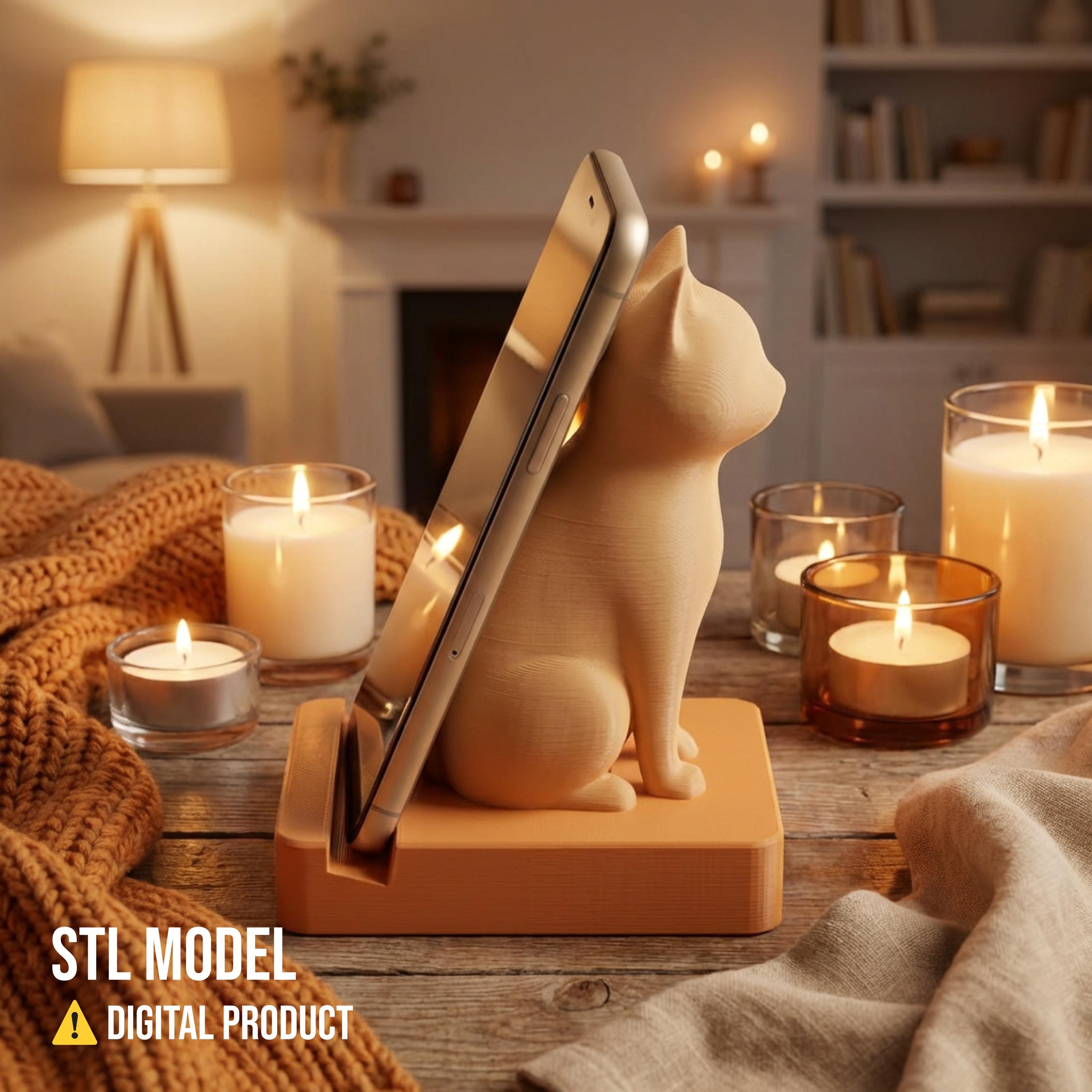 Buy Cute Cat Phone Stand STL, 3D Print Mobile Holder, Minimalist