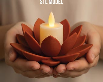 Lotus Flower Tealight Holder Digital STL File for 3D Print, Zen Yoga Decor Meditation Candle Stand, Spiritual Budha Home Gift