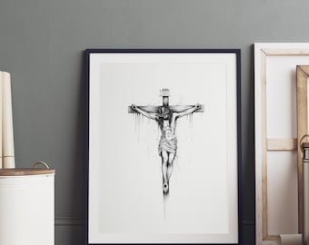 Good Friday Crucifixion Poster, Jesus on the Cross Digital Art, Christian Printable, Faith-Based Wall Decor, Religious Easter Gift