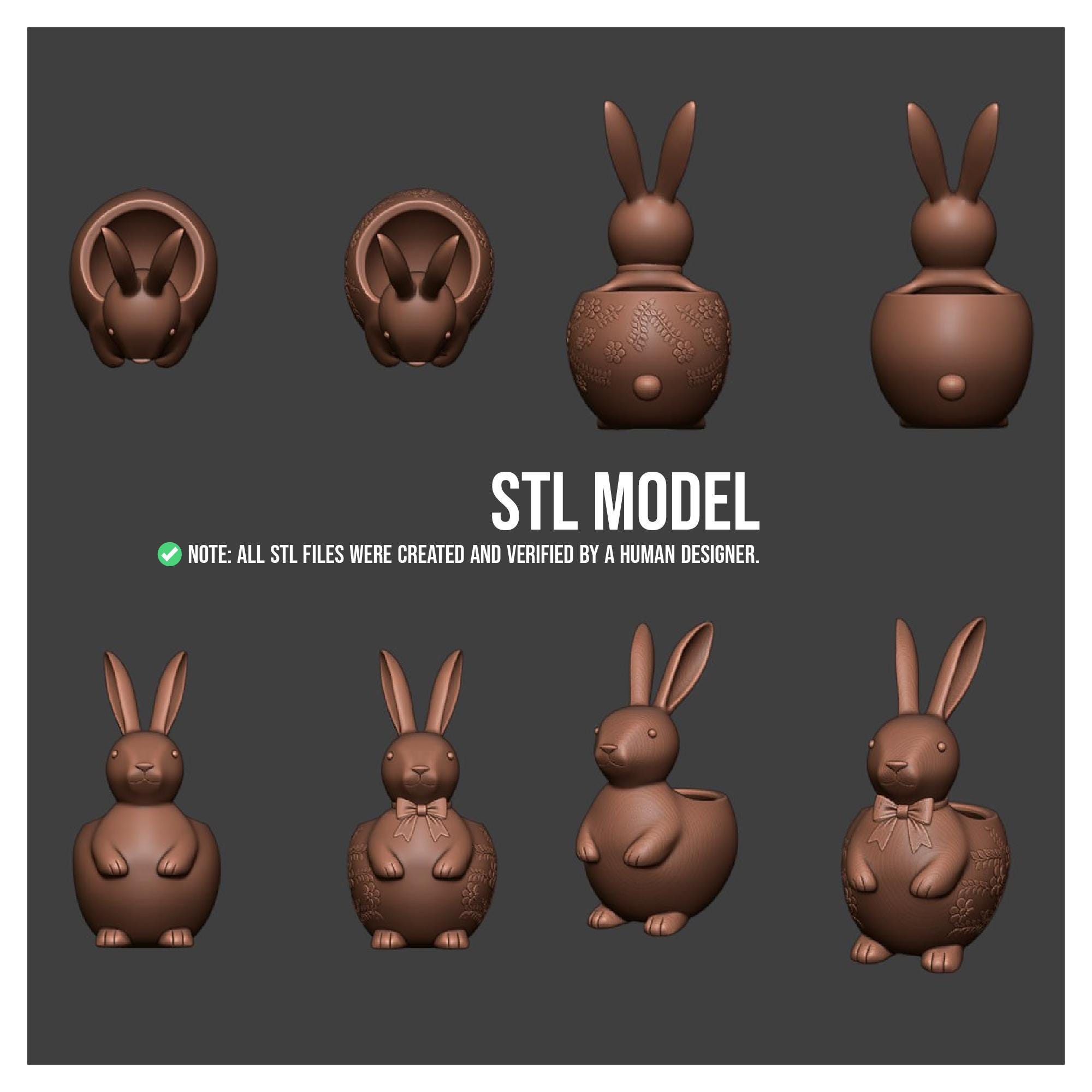 Cute Rabbit Candy Dish STL, Aesthetic Floral Bunny Storage 3D Model ...