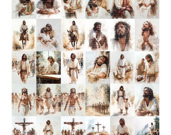 Mais de 150 imagens PNG de Jesus, arte cristã, downloads digitais religiosos, arte bíblica, adesivos com temática religiosa, decoração espiritual para artesanato.