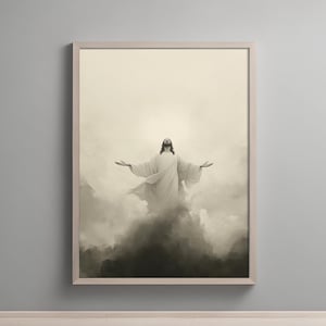 The Ascension Of Christ, Christian Wall Art, Jesus Rises To Heaven, Spiritual Home Decor, Biblical Artwork, Easter Faith Gift, Above Bed Art