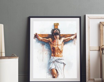 十字架上のイエスの絵画、磔刑の芸術、キリスト教の壁画、聖書の芸術