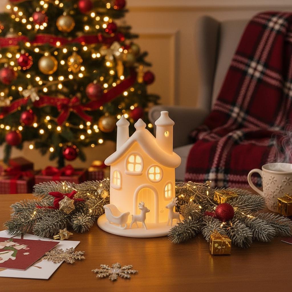 Christmas House With Reindeer Sleigh STL File, 3D Printable