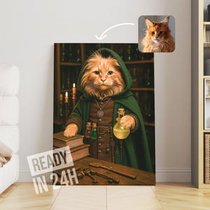 Royal Cat Portrait Digital Download, Custom Noble Cat Illustration with Crown & Robes, Funny Aristocat Gift for Cat Lovers, Home Wall Art