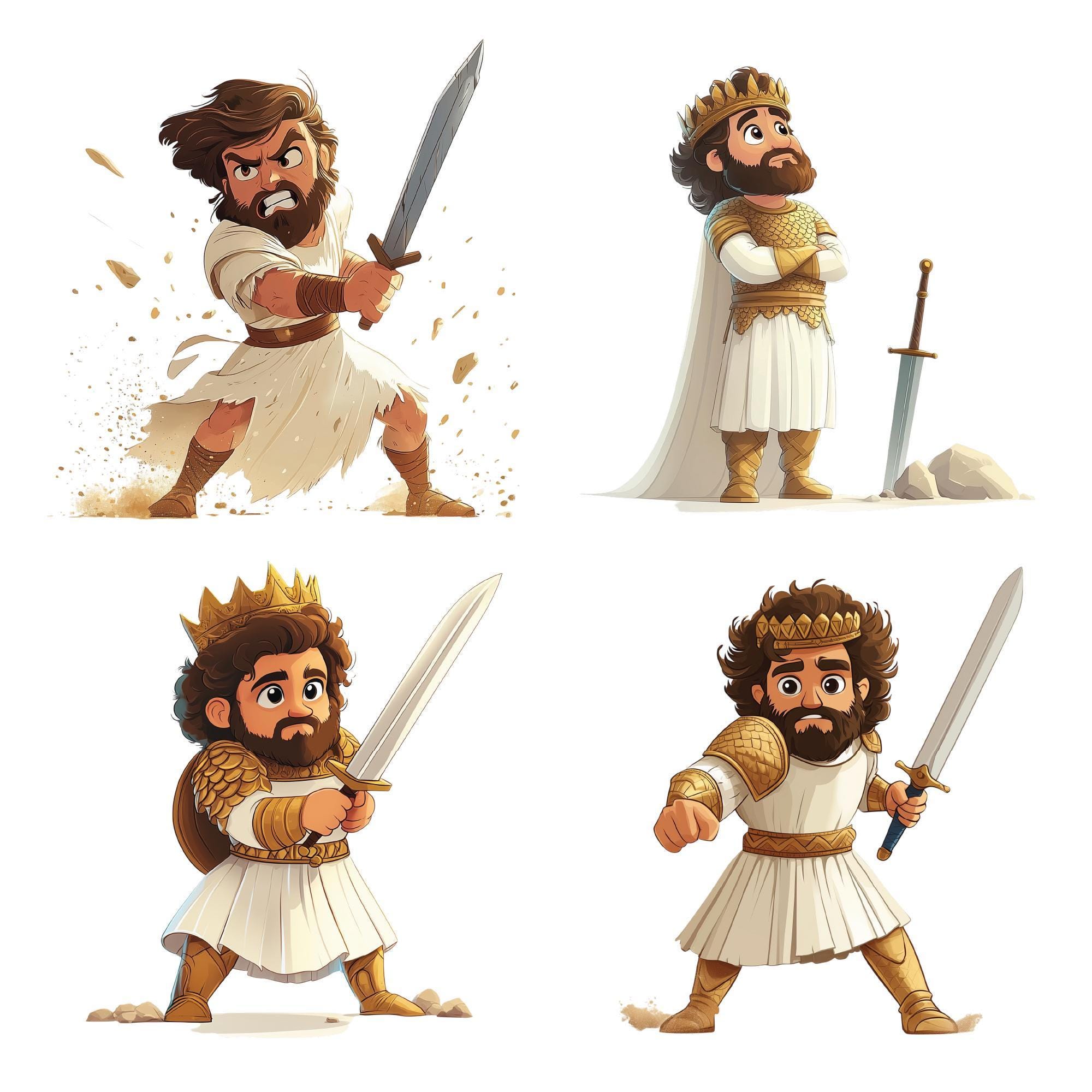 David Bible Story Clipart, Christian PNG Set With Cartoon Bible Moments ...