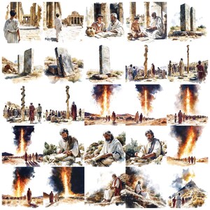 Paquete de imágenes prediseñadas bíblicas de Moisés, más de 130 imágenes PNG de arte digital cristiano para la escuela dominical, el estudio bíblico, imprimibles para la iglesia y manualidades religiosas. imagen 10