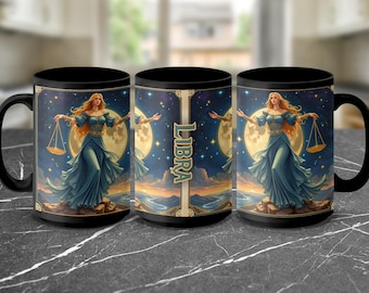 Libra Zodiac Mug, Astrology Gift, Libra Queen, Beautiful Horoscope Design, Celestial Mug, Zodiac Sign Coffee Cup, Birthday Gift for Libra