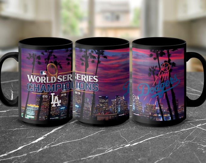 World Series Champions Mug 2024 Dodgers Gift Baseball Lovers LA Dodgers Memorabilia City Skyline Gift Idea