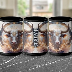 Taurus Zodiac Mug: Celestial Bull Astrology Art Coffee Cup