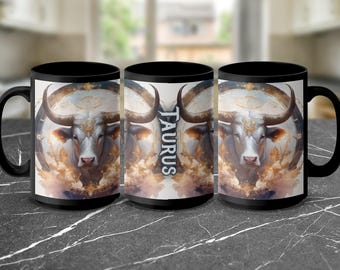 Taurus Zodiac Mug: Celestial Bull Astrology Art Coffee Cup