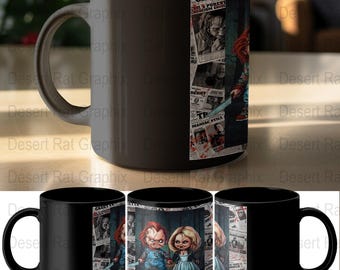 Chucky and Tiffany Mug, Horror Tumbler, Horror Movie Tumbler, Chucky Mug, Horror Characters Mug, Spooky Mug, Chucky Doll Gift