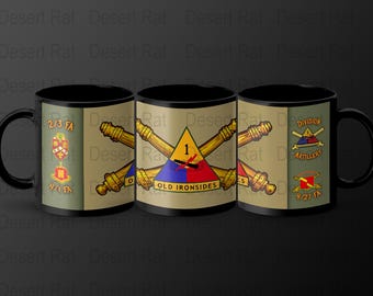 1st Armored Division Mug, Old Ironsides Gift, Military Mug, Artillery Mug, Veteran Mug, Unit Pride Mug, US Army Mug, Support Our Troops
