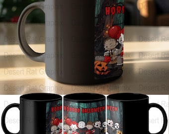 Cartoon Horror Movie Character Mug: Spooky Halloween Tumbler