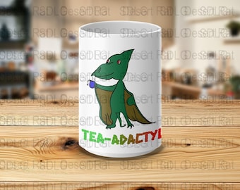 Cute Dinosaur Tea Mug, Funny Tea Adactyl Gift, Unique Dragon Lover Mug, Quirky Coffee Mug, Cute Gift Idea for Tea Enthusiasts