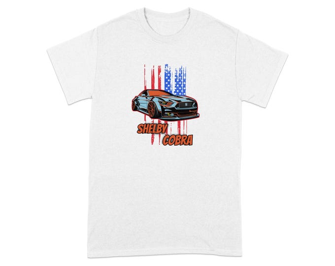 Shelby Cobra T-Shirt, American Muscle Car Tee, Patriotic Car Shirt, USA Flag Graphic, Car Lover Gift, Automotive Apparel