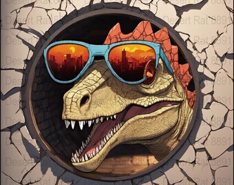 20 oz Skinny Tumbler Cool Dino 3D Sublimation Design, Straight & Tapered tumbler Wrap, Instant Download