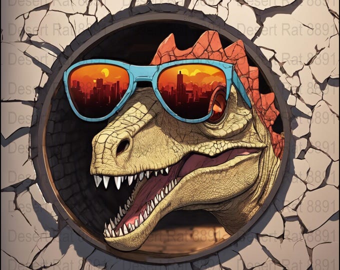 20 oz Skinny Tumbler Cool Dino 3D Sublimation Design, Straight & Tapered tumbler Wrap, Instant Download