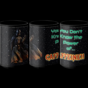 Darth Vader Digital Art, Power of Caffeine Funny Quote, Sci Fi Digital Print, Dark Side Coffee Lover Gift, Home Decor Art Print
