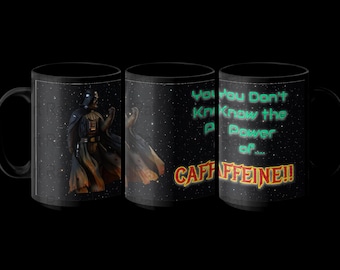 Darth Vader Digital Art, Power of Caffeine Funny Quote, Sci Fi Digital Print, Dark Side Coffee Lover Gift, Home Decor Art Print