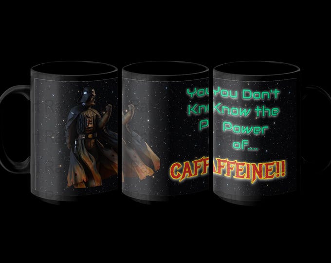 Darth Vader Digital Art, Power of Caffeine Funny Quote, Sci Fi Digital Print, Dark Side Coffee Lover Gift, Home Decor Art Print