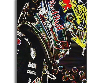 Racing Driver Poster, Formula 1 Art, Neon Edge Portrait, Sports Wall Decor, Max Verstappen Print, Red Bull Fan Gift, Car Racing Artwork