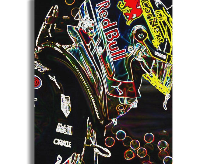Racing Driver Poster, Formula 1 Art, Neon Edge Portrait, Sports Wall Decor, Max Verstappen Print, Red Bull Fan Gift, Car Racing Artwork