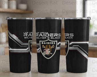 Las Vegas Raiders Tumbler, Silver and Black, Football Fan Gift