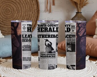 Leatherface Newspaper Tumbler, Texas Chainsaw Massacre Horror Gift