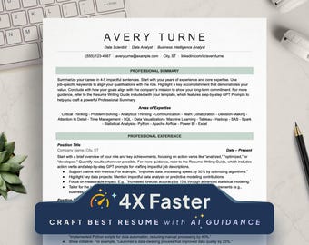 Lebenslaufvorlage für Datenanalytiker: Professioneller ATS-freundlicher Lebenslauf ( Google Docs, Word, Pages)