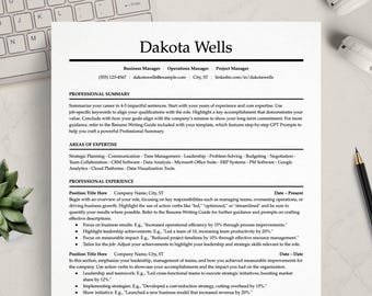 ATS Lebenslaufvorlage: Moderner professioneller Lebenslauf für Top-Führungskräfte (Googel Docs, Word, Pages)