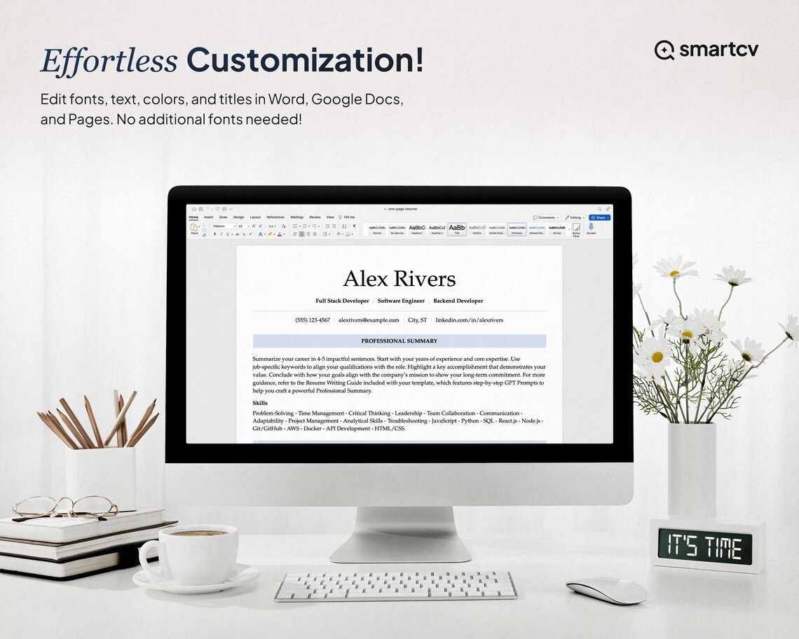 ATS Friendly Resume Template for Software Developer, Engineer, ATS ...