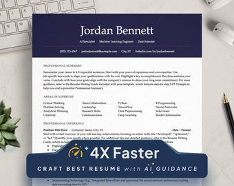 ATS Lebenslauf Vorlage: Moderner Lebenslauf für KI, Datenwissenschafen ( Google Docs, Word, Pages)